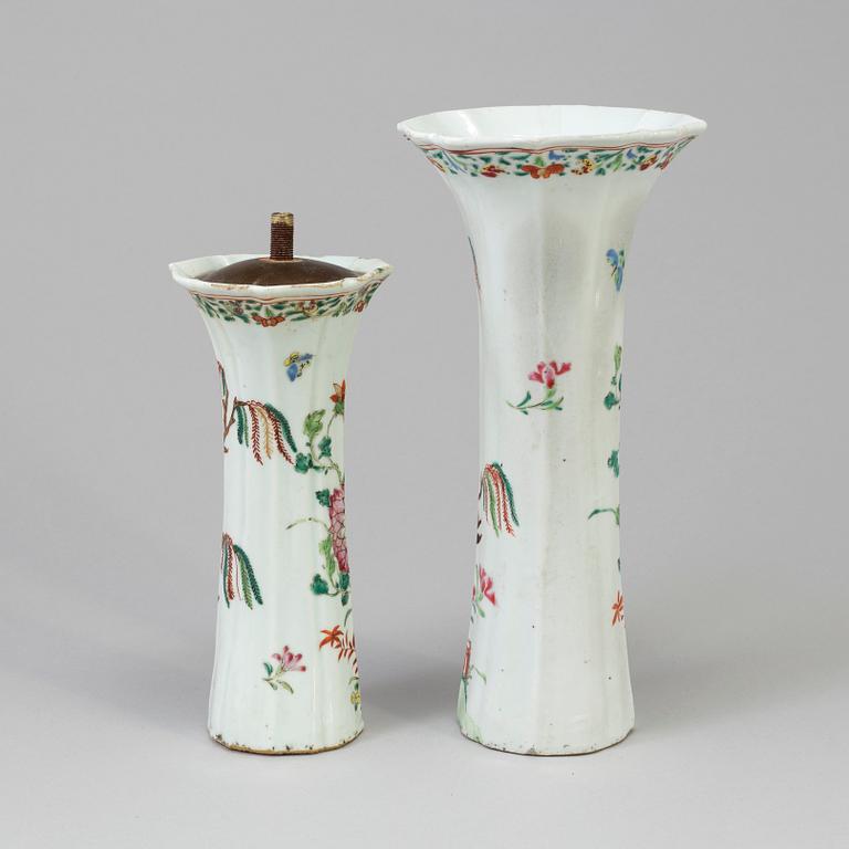 2 vases/lamps, China, 18th century.