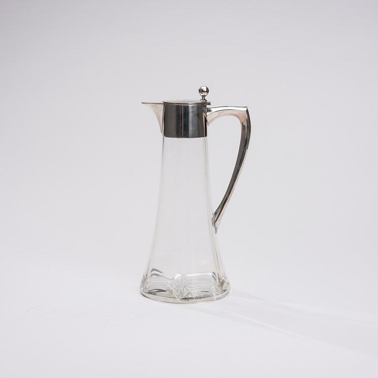 VINKANNA, silver och glas Tyskland ca 1900.