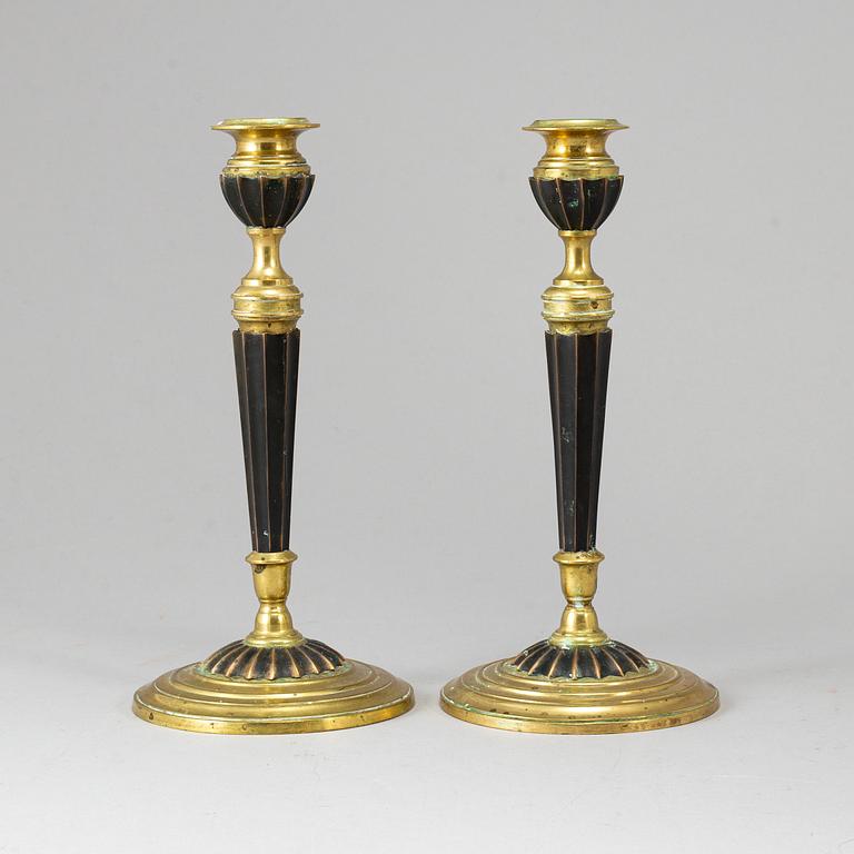 A pair of brass candlesticks, Otto Meyer, Stockholm, ca 1900.