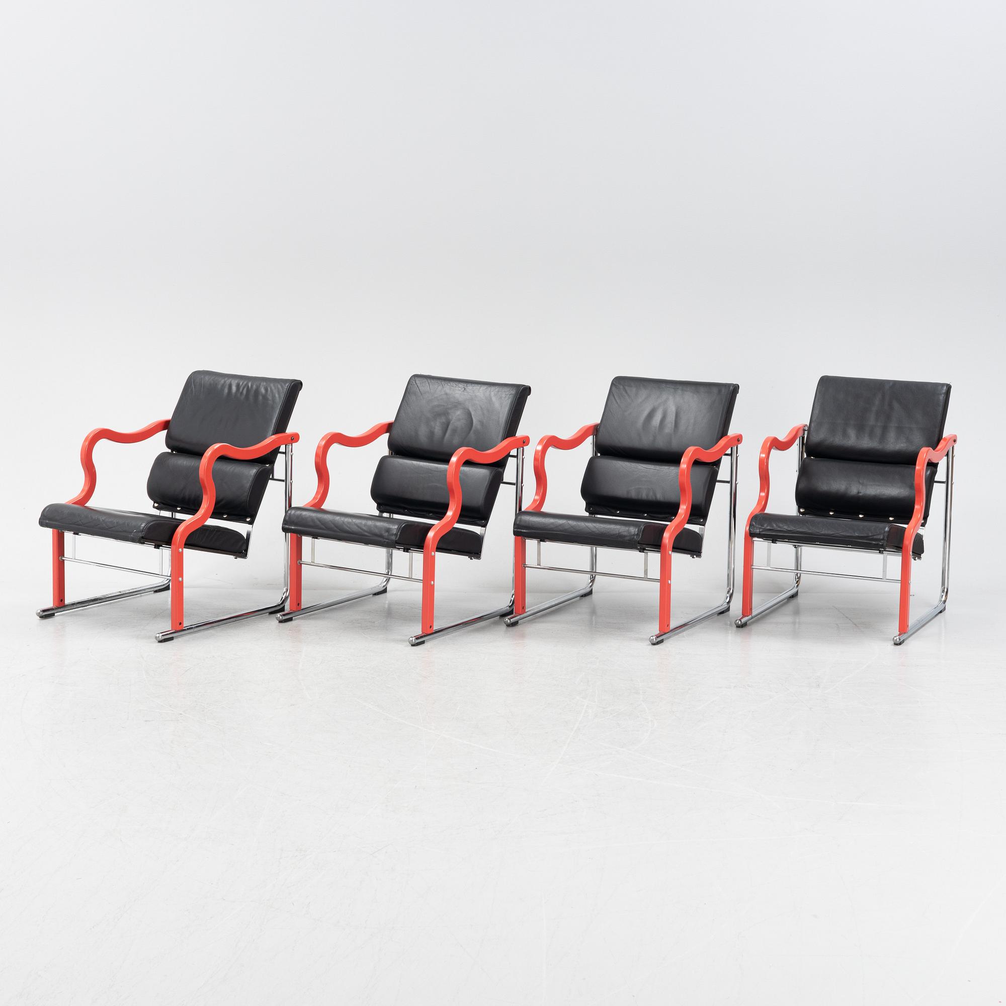 Yrjö Kukkapuro, a set of 4 'Experiment' easychairs, Avarte 1980's.