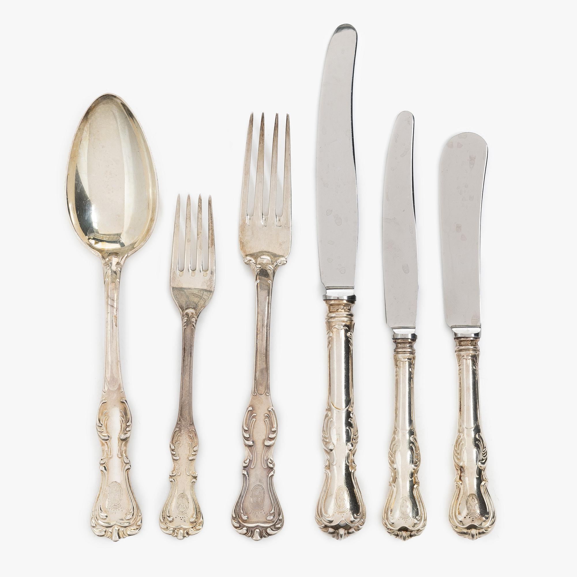 A Swedish silver cutlery set, "Prince Albert", GAB and CG Hallberg, Stockholm and Eskilstuna, 1950s-70s (66 pieces).