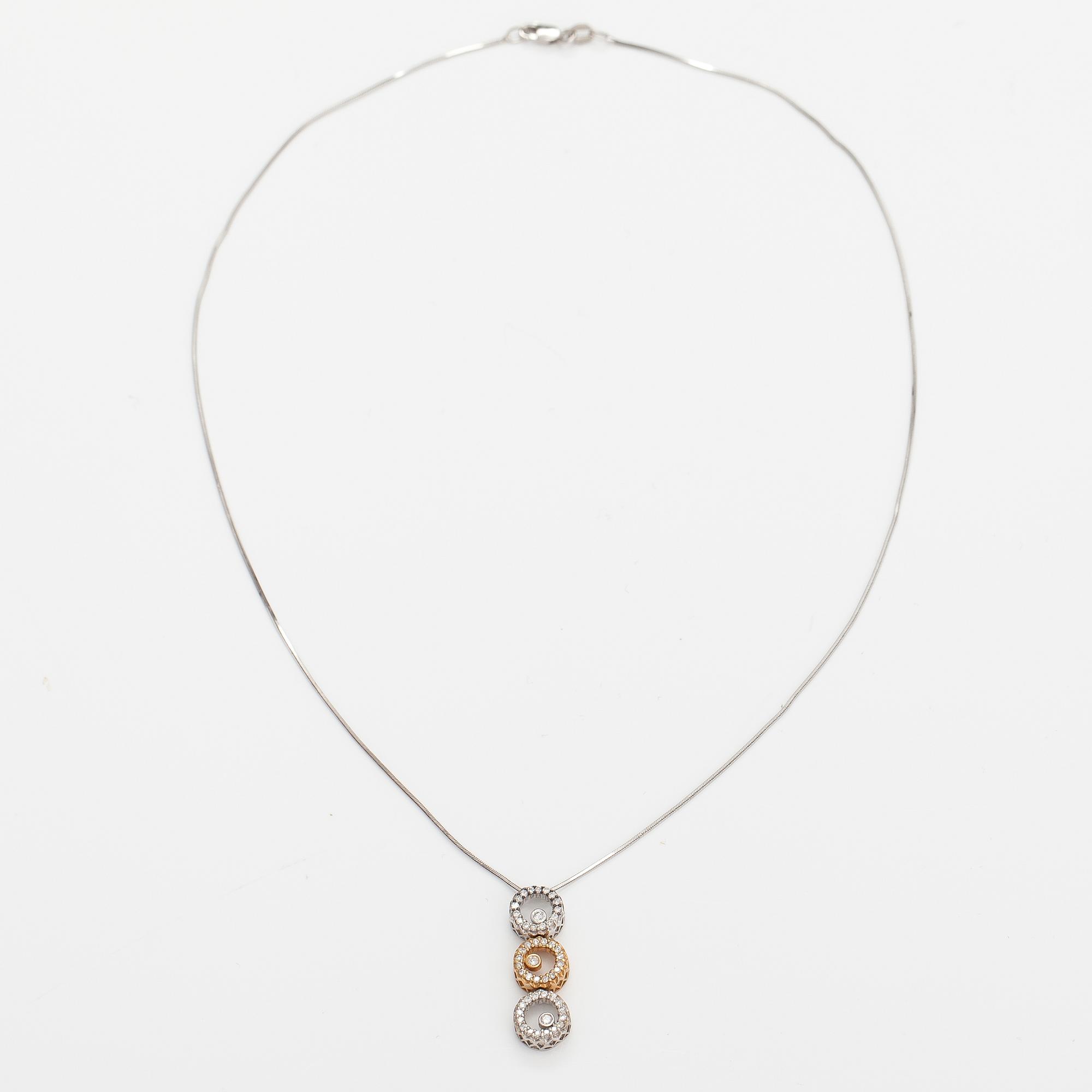 HALSBAND, 14K vit- och gultguld, diamanter ca 0.33 ct tot.