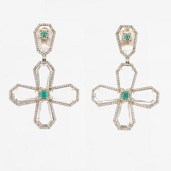U Rock Crystal Earrings Gold main image 1