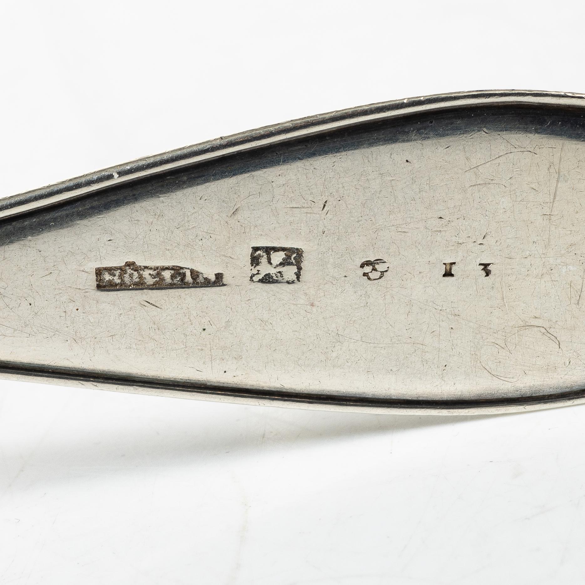 Matskedar, silver, 11 st, äldre modeller, 1789-1848.