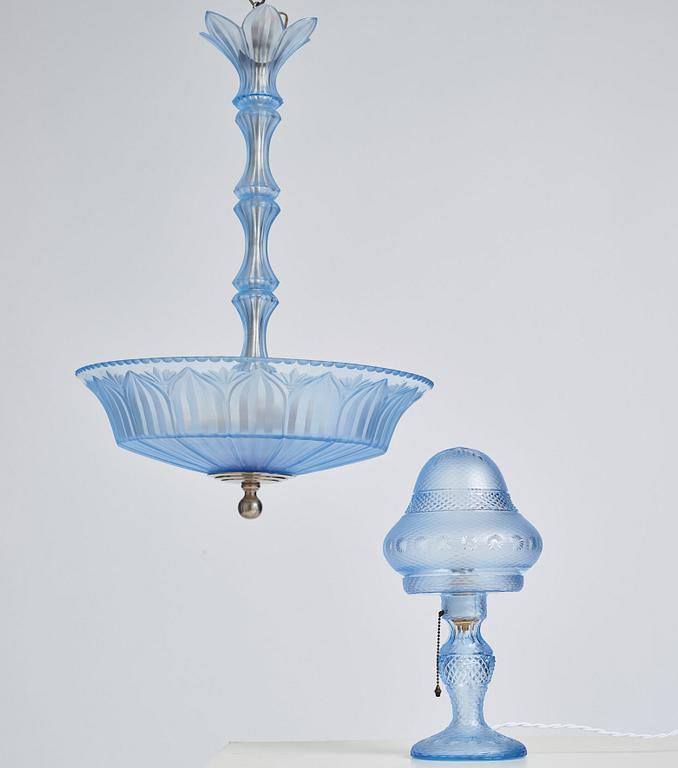 Orrefors, möjligen, bordslampa, 1920-30-tal.