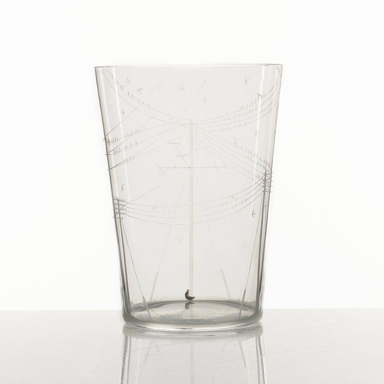 Edward Hald, an engraved glass vase, Orrefors 1953.