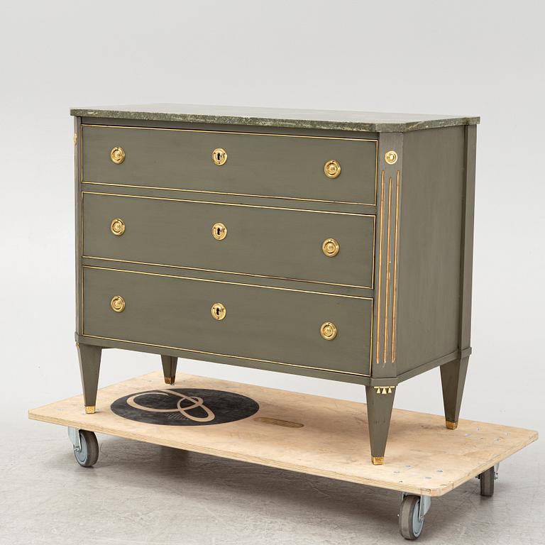 A painted Gustavian style chest of drawers, mid 20th Century.