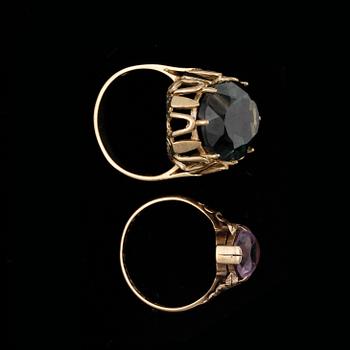 RINGAR, 2 st, 14 resp 9 k guld. Total vikt ca 9 g.