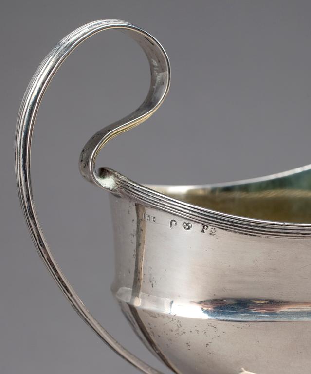 GRÄDDKANNA, silver, gustaviansk,oidentifierad mästarstämpel, Stockholm 1797. Vikt ca 241 gram.