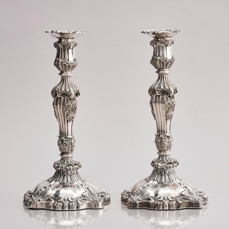 TJ & N Creswick, ljusstakar, ett par, silver, Sheffield, England, 1840.