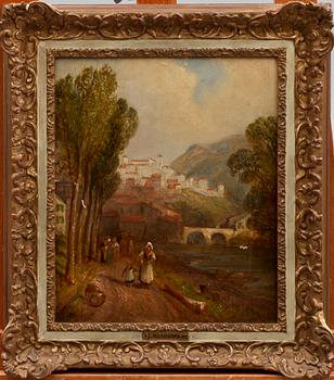 OKÄND KONSTNÄR, oljor på duk, 2 st, otydl sign. På ramarna betecknade J. Meadows 1857.