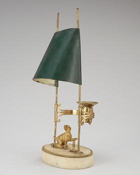 LÄSLAMPA, för ett ljus. Sengustaviansk, omkring år 1800.