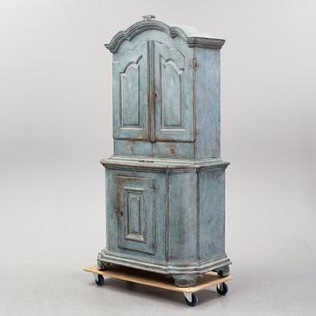 A painted pine Baroque cabinet, 18th Century.