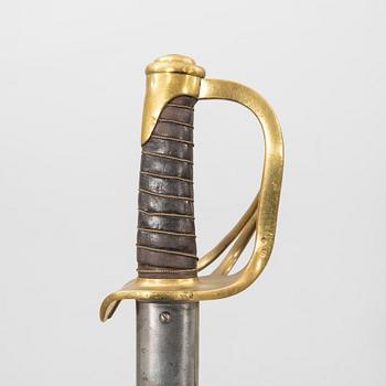 A French sabre, 1822 cavalry pattern, with scabbard.