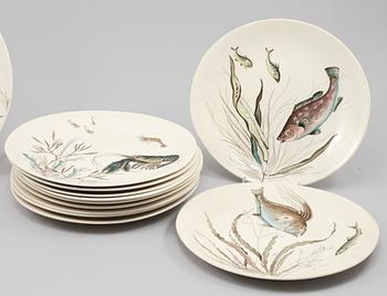 FISKSERVIS, 15 delar, flintgods, Johnson Bros, England, 1900-talets andra hälft.