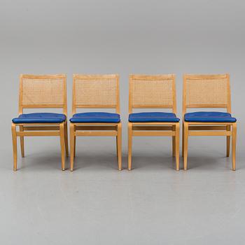 BRUNO MATHSSON, four 'Kerstin' beech and rattan chairs from Dux.