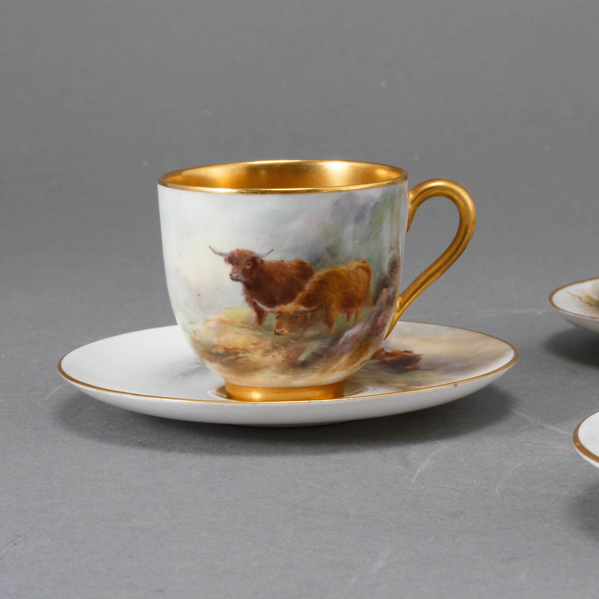 MOCCAKOPPAR, 4 st, porslin, Royal Worcester, 1913, signerade.