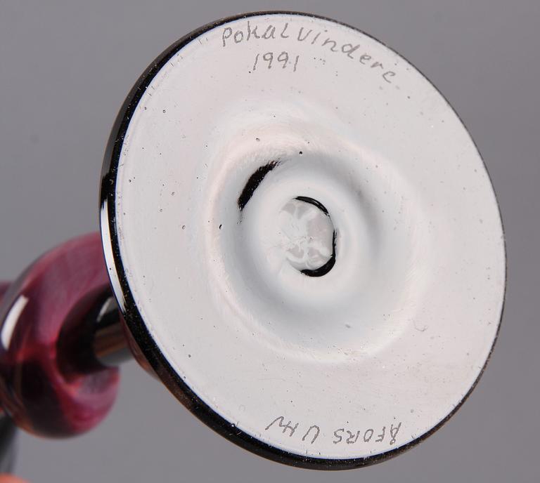 GLAS på FOT, ett par. Ulrica Hydman-Vallien, Åfors 1991. "Pokal Vindere".