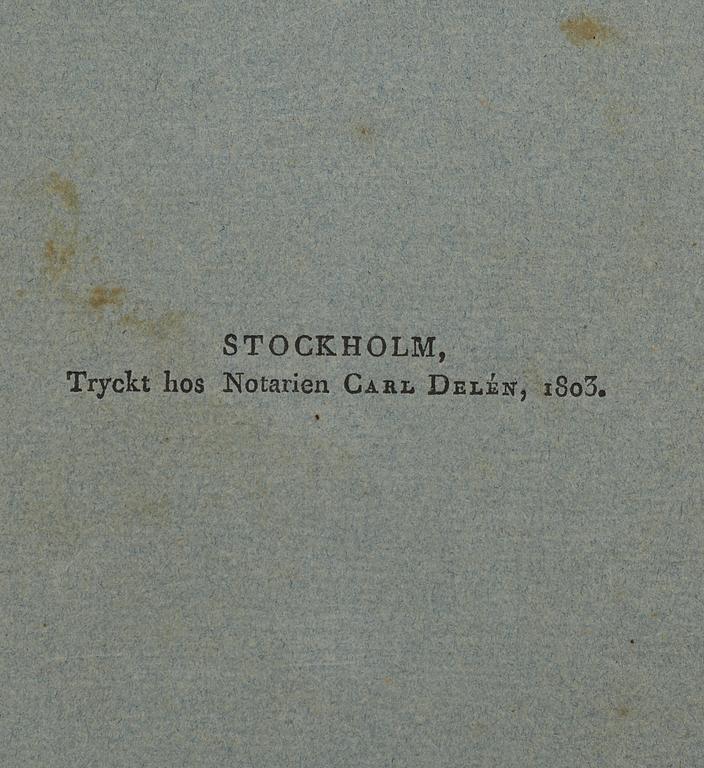 JOHAN WILHELM PALMSTRUCH, "Svensk Botanik, vol I-V. 1803-1805.