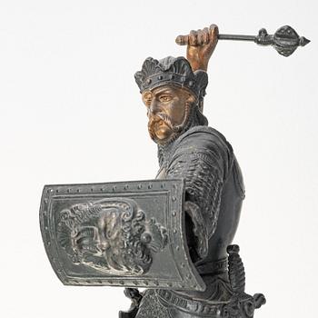 Figuriner, ett par, patinerad zink, omkring år 1900.