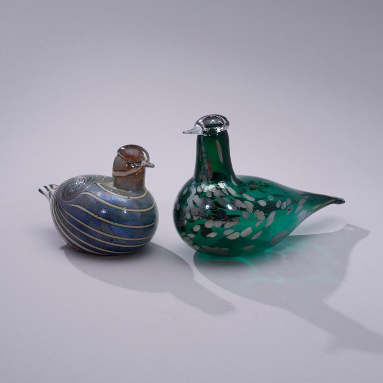 FIGURIN, 2 st, glas, signerad O. Toikka Nuutajärvi samt Oiva Toikka Nuutajärvi Notsjö.