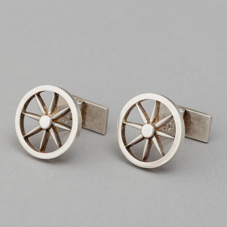 A pair of silver cufflinks by Rolf Karlsson, Enköping, 1974.