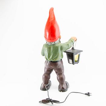 Gnome with lantern Heissner Germany second half of the 20th century painted terracotta.
