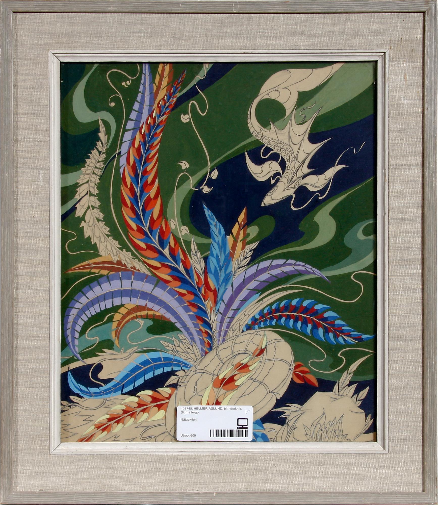 HELMER ÅSLUND (ÅSÖ), blandteknik. Sign à tergo.