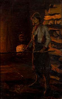 NIKOLAI ALEKSANDROVITS YAROSHENKO, BY THE BURNING OVEN.