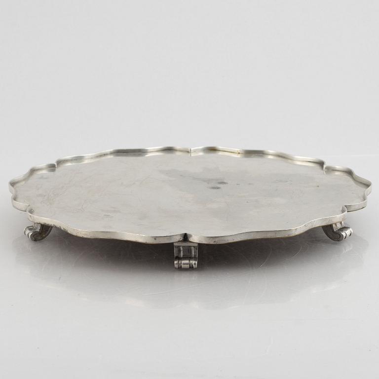 Svenskt Tenn, a pewter and brass centrepiece, unmarked, probably mid 1900s.