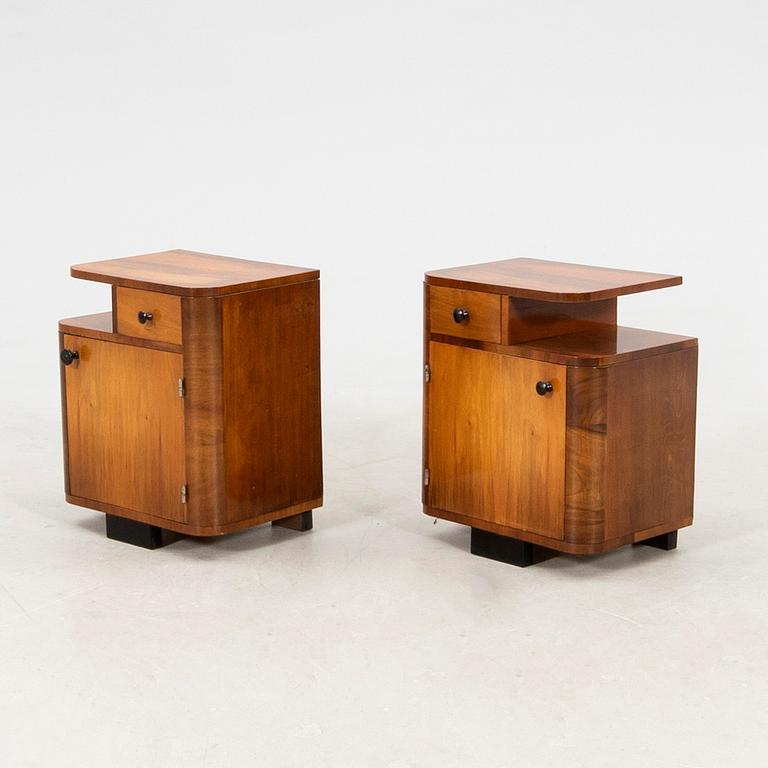 Bedside Tables, a Pair in Art Deco Style, 20th Century.