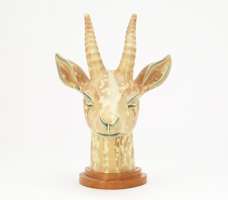 A Gunnar Nylund stoneware figure of an antelope's head, Rörstrand.