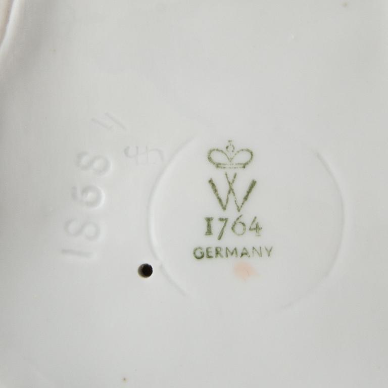 Figurines 4 pcs including Royal Dux and Wallendorf Germany mid-20th century porcelain.