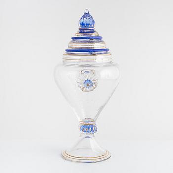 Monica Backström, a lidded glass cup, Kosta Boda, Sweden, numbered 1/25.