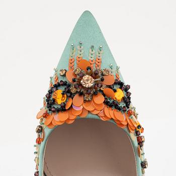 Miu Miu, a pair of embellished satin pumps, size 37.