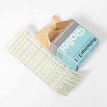 Mellanformatskamera, Rolleiflex, med väska och tillbehör, Franke & Heidecke, 1900-talets mitt, Tyskland.