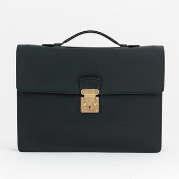 Louis Vuitton, a green Taiga 'Kourad' briefcase, 1997.