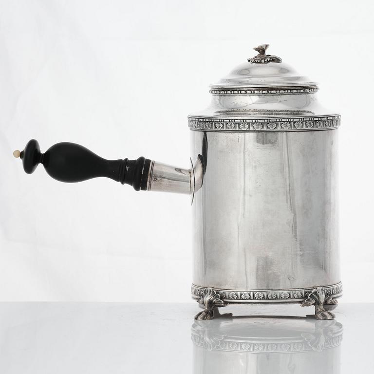 Pehr Zethelius, kaffekanna, silver, Stockholm 1792. Gustaviansk.