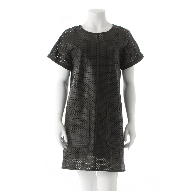 ESCADA SPORT, a black openwork leather dress.