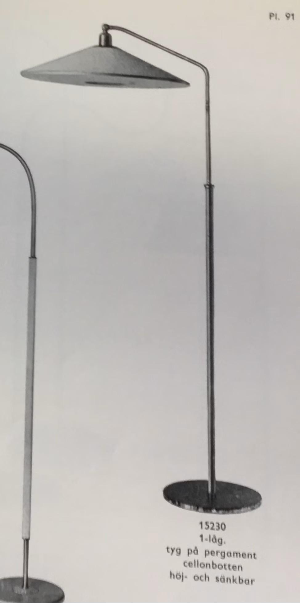 Harald Notini, a floor lamp model "15230", Arvid Böhlmarks Lampfabrik, Stockholm, 1940s.