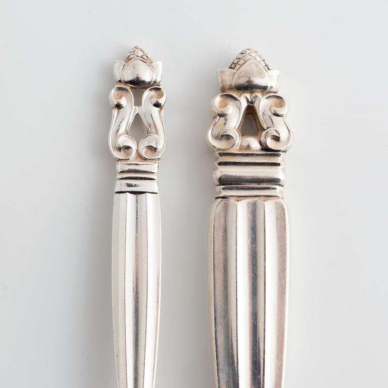 Johan Rodhe, cutlery set, 120 pieces, sterling silver, "Konge/Acorn", Georg Jensen, Denmark.