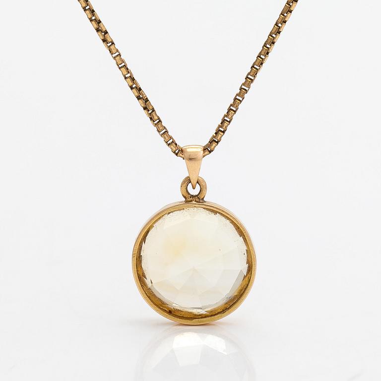 Halsband, 18K guld, förgylld mässing och citrin. Michael Kantola, Åbo 1919.