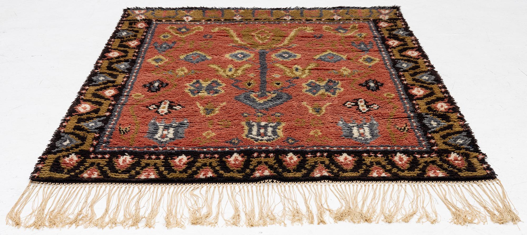 Wall hanging/rug, knotted pile, 1930s, approx. 194 x 138 cm.