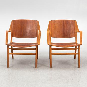 Peter Hvidt & Orla Mølgaard Nielsen, karmstolar, ett par, "Ax Chair", Fritz Hansen, Danmark, 1950-/60-tal.