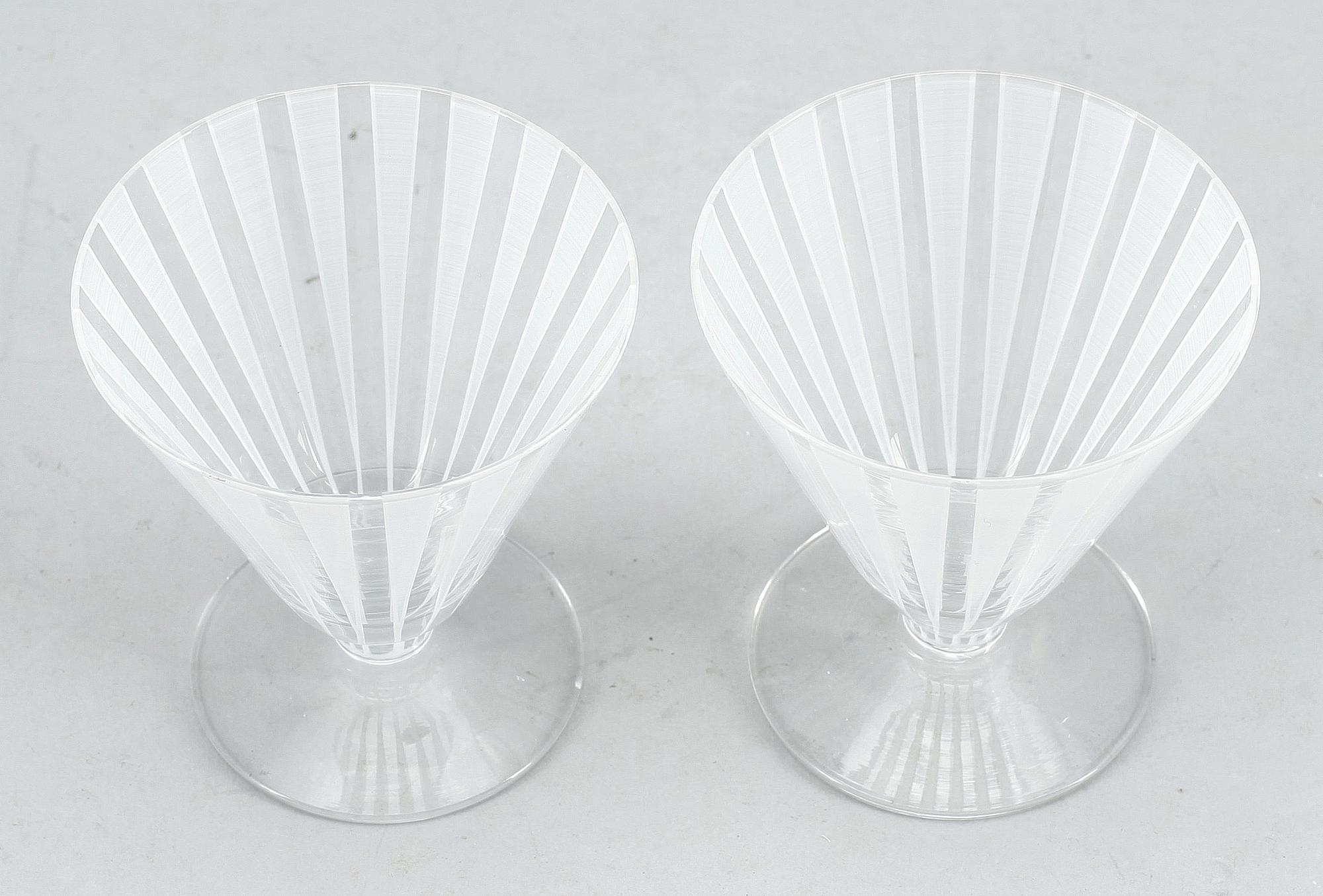 COCKTAILGLAS, 6 st, glas, "Strikt", Bengt Orup, Johansfors, omkring 1900-talets mitt.