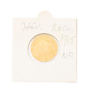 Gold coin, Austria-Hungary, 20 Corona, 1915.