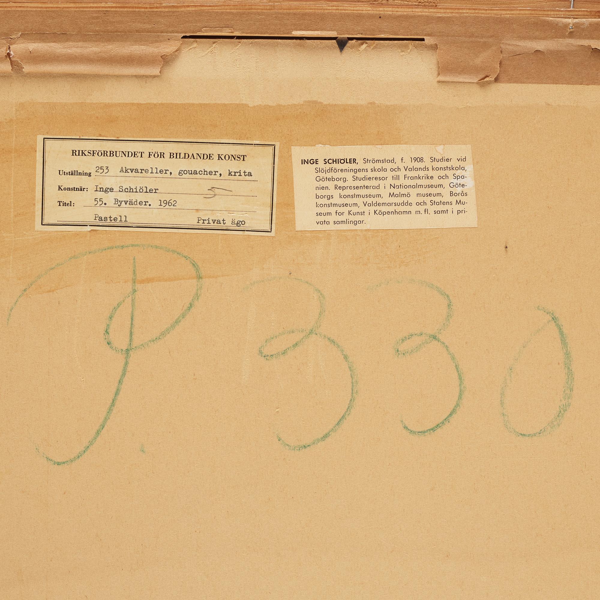 Inge Schiöler, pastel, signed and dated 1962.