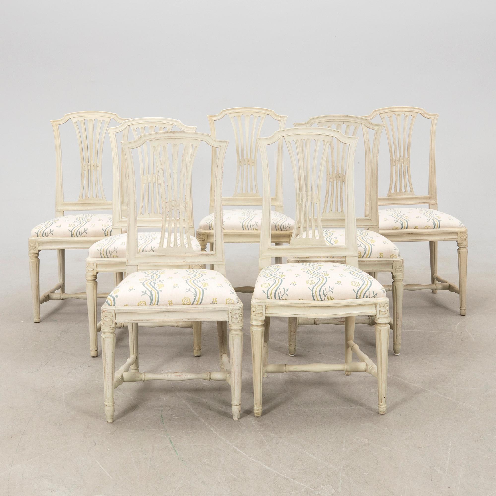 Chairs 7 pcs Gustavian Stockholm works signed Johan Hammarström (master in Stockholm 1794-1812).