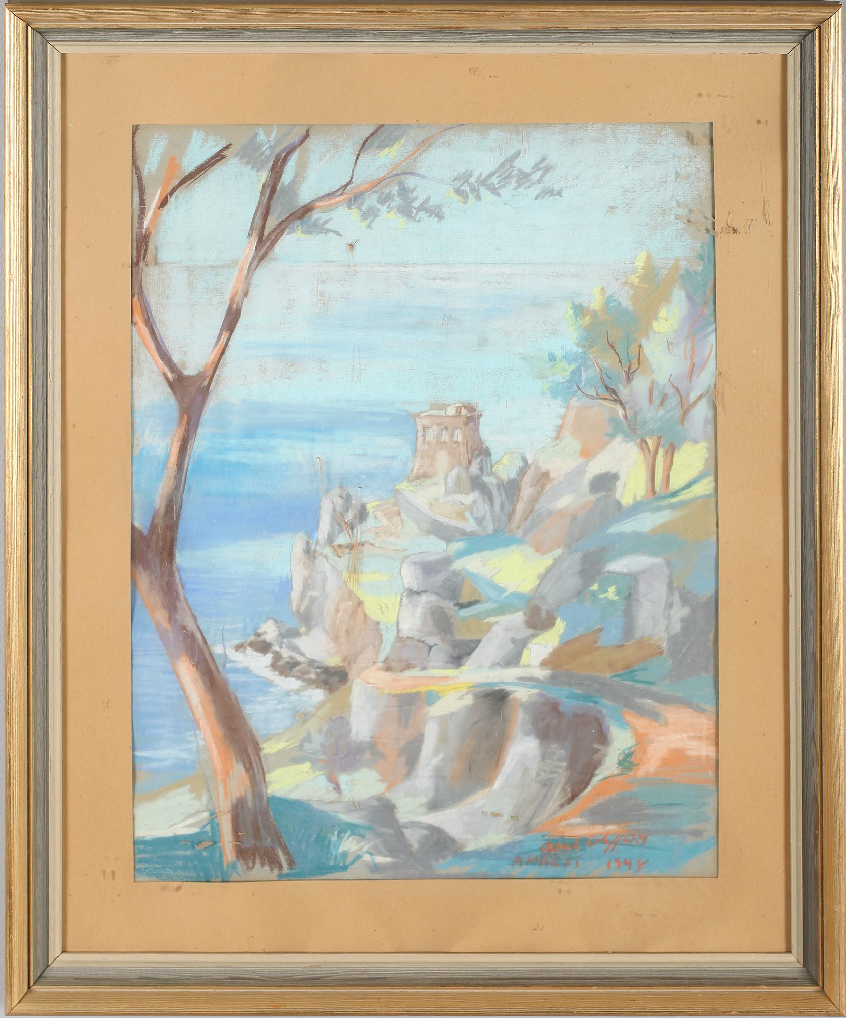 OKÄND KONSTNÄR, pastell, otydligt signerad och daterad 1948.