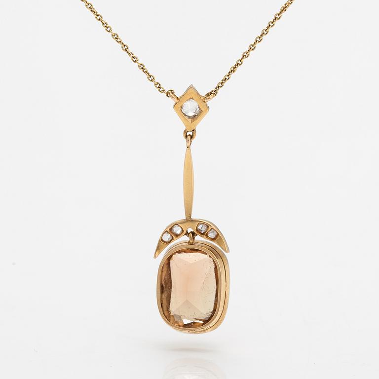 Halsband, 18K och 14K guld, gammal- och rosenslipade diamanter och turmalin. Kultateollisuus, Åbo.